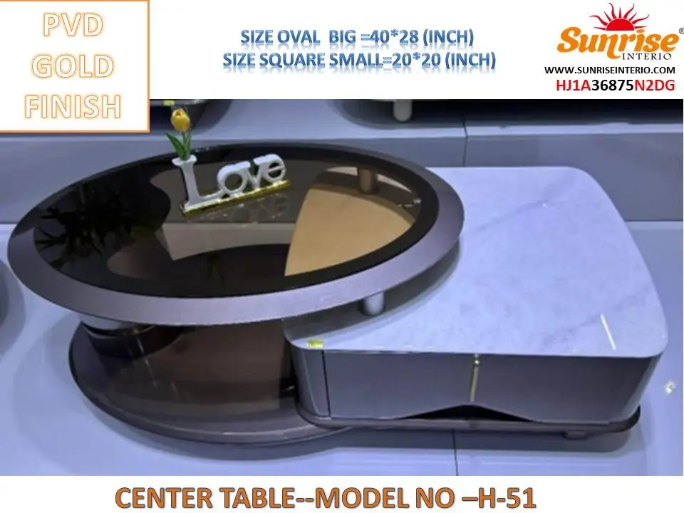 GOLD FINISH CENTER TABLE (H-51)